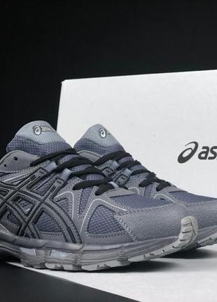 Asics gel-kahana 8 кроссовки мужские темно серые кожаные отличное качество кеды сетка кожа весенние демисезонные демисезон низкие