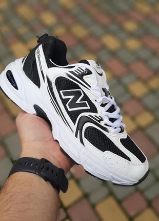 New balance 530 белые с черным кроссовки женские кожаные отличное качество кеды сетка весенние летние демисезонные демисезон низкие кожа2 фото