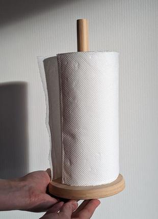 Тримач для кухонних паперових рушничків, підставка бамбук2 фото
