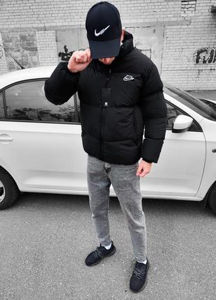 Зимний пуховик nike черный / брендовые теплые куртки найк на осень и зиму2 фото