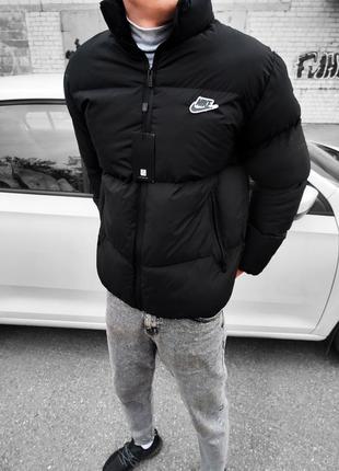 Зимний пуховик nike черный / брендовые теплые куртки найк на осень и зиму6 фото