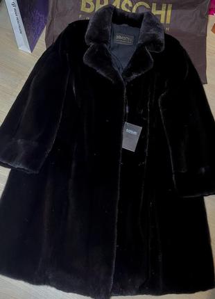 Lux шуба пальто норка braschi  black glama номерна оверсайз 48-565 фото
