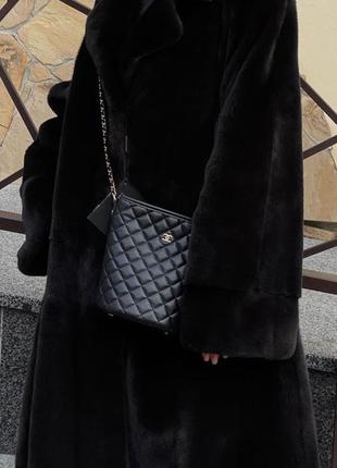Lux шуба пальто норка braschi  black glama номерна оверсайз 48-564 фото