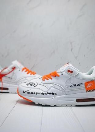 Женские кроссовки  nike air max 87 just do it white orange5 фото