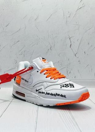 Женские кроссовки  nike air max 87 just do it white orange10 фото