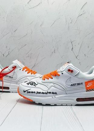 Женские кроссовки  nike air max 87 just do it white orange9 фото