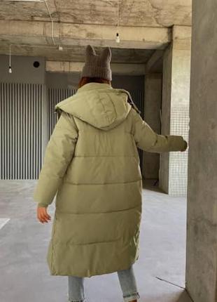 Жіноче стьобане пальто з капюшоном #10/92/0053 куртка довга зима (42,44,46 розміри )4 фото