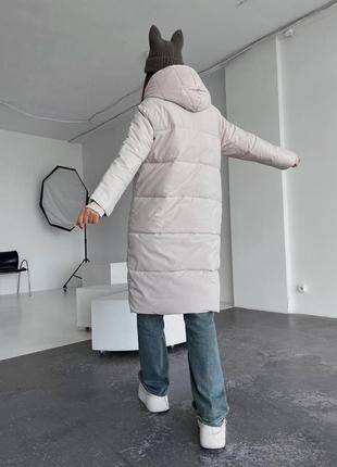 Жіноче стьобане пальто з капюшоном #10/92/0053 куртка довга зима (42,44,46 розміри )6 фото