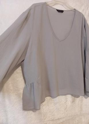 Блуза батал свободного кроя серого цвета в стиле бохо2 фото