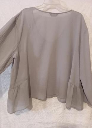 Блуза батал свободного кроя серого цвета в стиле бохо4 фото