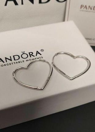 Серебряные серьги сердца pandora1 фото
