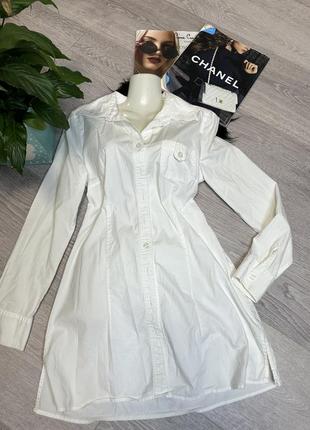 Платье рубашка белое удлиненное рубашка3 фото