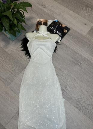 Платье миди в пайетку вечернее платье с обнаженной спиной2 фото