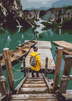 Картини за номерами "мандрівник на озері брайес" розмальовки за цифрами. 40*50 см.україна