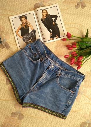 Джинсовые шорты levis, мом джинсы, высокая талия6 фото