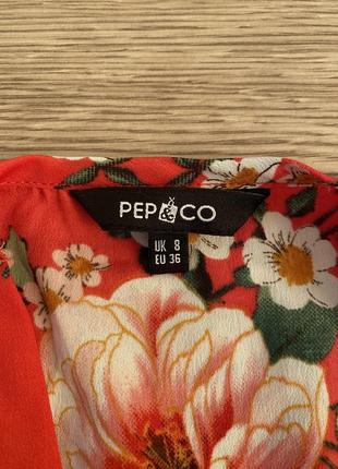 Красная блуза с завязкой и цветочным принтом pep&co3 фото