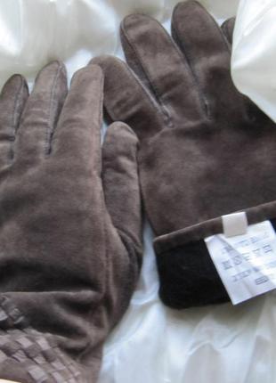 Перчатки замшевые коричневые pia rossini (l)1 фото