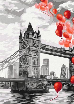 Картина за номерами «водушні кульки над тауерським мостом», у термопакеті 40*50 см, тм brushme, україна
