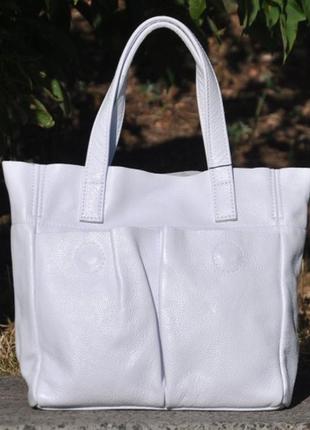 Шкіряна сумка білого кольору