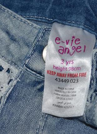 Джинсовые шорты с кружевом e-vie angel 3 года4 фото