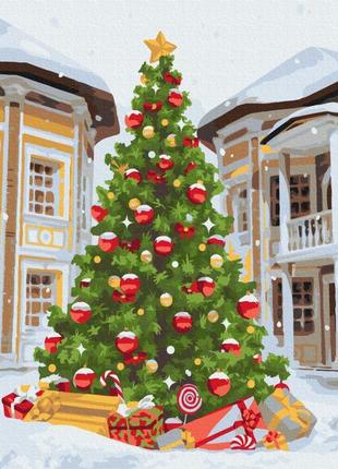 Картини за номерами "головна новорічна красуня" розмальовки за цифрами. 40*50 см.україна