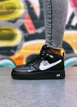 Мужские кроссовки  nike air force 1 high black white3 фото