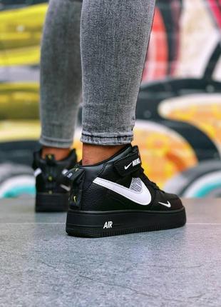 Мужские кроссовки  nike air force 1 high black white9 фото