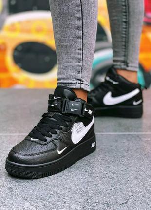 Мужские кроссовки  nike air force 1 high black white8 фото