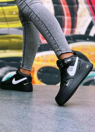 Мужские кроссовки  nike air force 1 high black white10 фото