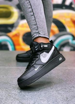 Мужские кроссовки  nike air force 1 high black white5 фото