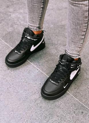 Мужские кроссовки  nike air force 1 high black white7 фото