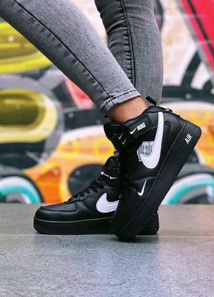 Мужские кроссовки  nike air force 1 high black white4 фото