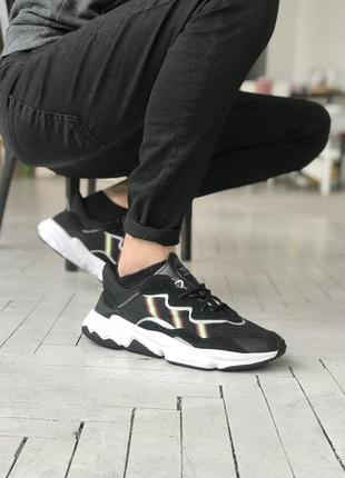 Чоловічі кросівки adidas ozweego adiprene pride black white green