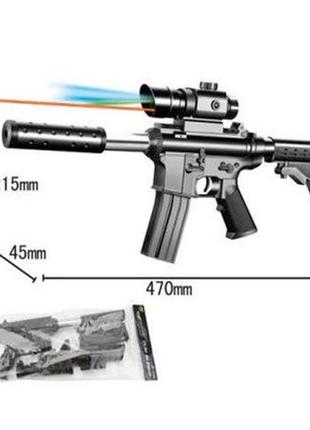 Автомат арт.133-1 батар., світло, лазер, глушник, пульки, у пакеті tzp113