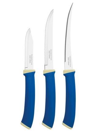 Наборы ножей tramontina felice blue н-р ножей 3пр (стейк, томат, овощ) (23499/177) tzp135