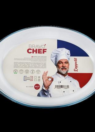 Форма с/к bravo chef стеклянная форма овал. 35х24х6см (bc-346b/fr) tzp192