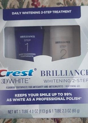 Набір для відбілювання зубів crest 3d white brilliance whitening 2-step-паста з поліроллю та гель дл2 фото