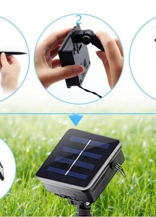 Гірлянда вулична на сонячній батареї кришталеві краплі 6,5м 30 led мульти