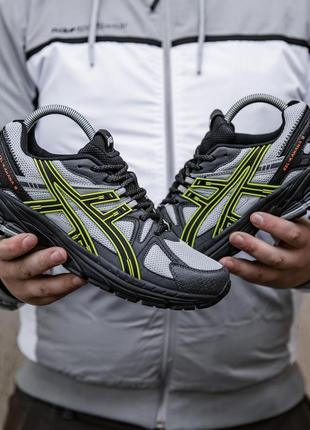Чоловічі кросівки сірі з зеленим asics gel kahana-8