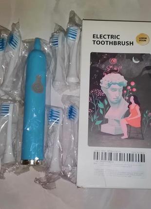 Електрична зубна щітка sonic h1 ультразвукова ipx7 - 8 насадки, таймер. голуба.8 фото