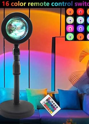 Лампа захід 16 кольорів з пультом проекційна лампа usb sunset lamp usb sunset lamp