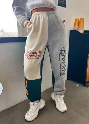 Карго брюки на флисе теплые брюки карго вставки комбинированные накат brooklyn карманы...