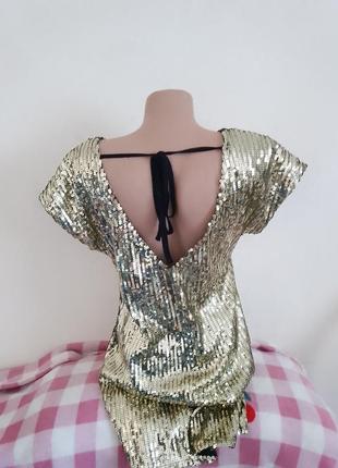 Короткое платье в пайетках блестящее золотое платье3 фото