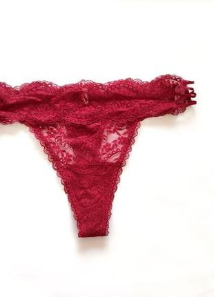 Стрінги червоні жіночі бордові прозоре мереживо сексі еротик трусики червоні красні кружевні