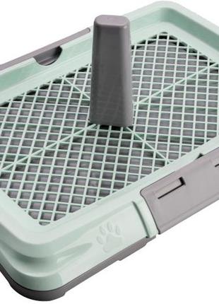 Туалет для собак під пелюшку animall із сіткою та стовпчиком для кобеля cnr-128 47.5 х 35.5 х 5 см s м'ятний