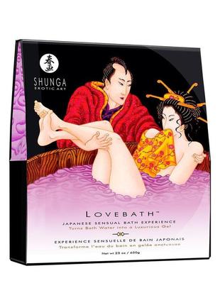 Гель для ванны shunga lovebath - sensual lotus 650гр, делает воду ароматным желе со spa еффектом