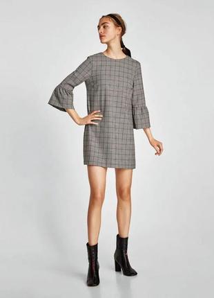 Плаття сукня святкова базова класична в клітинку коротка міні zara