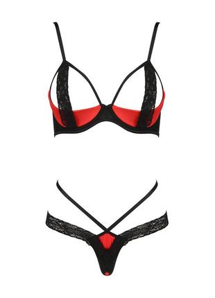 Femmina bikini passion комплект белья красный с открытыми чашками1 фото