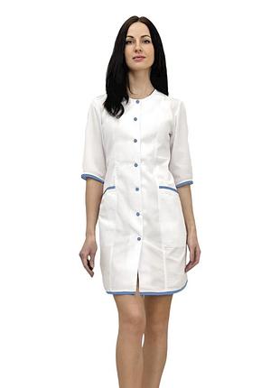 Женский медицинский халат "roll" белый с голубым