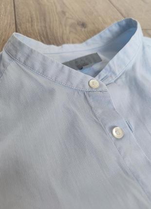 Мужская голубая рубашка с воротником-стойкой, размер m/ 44-463 фото